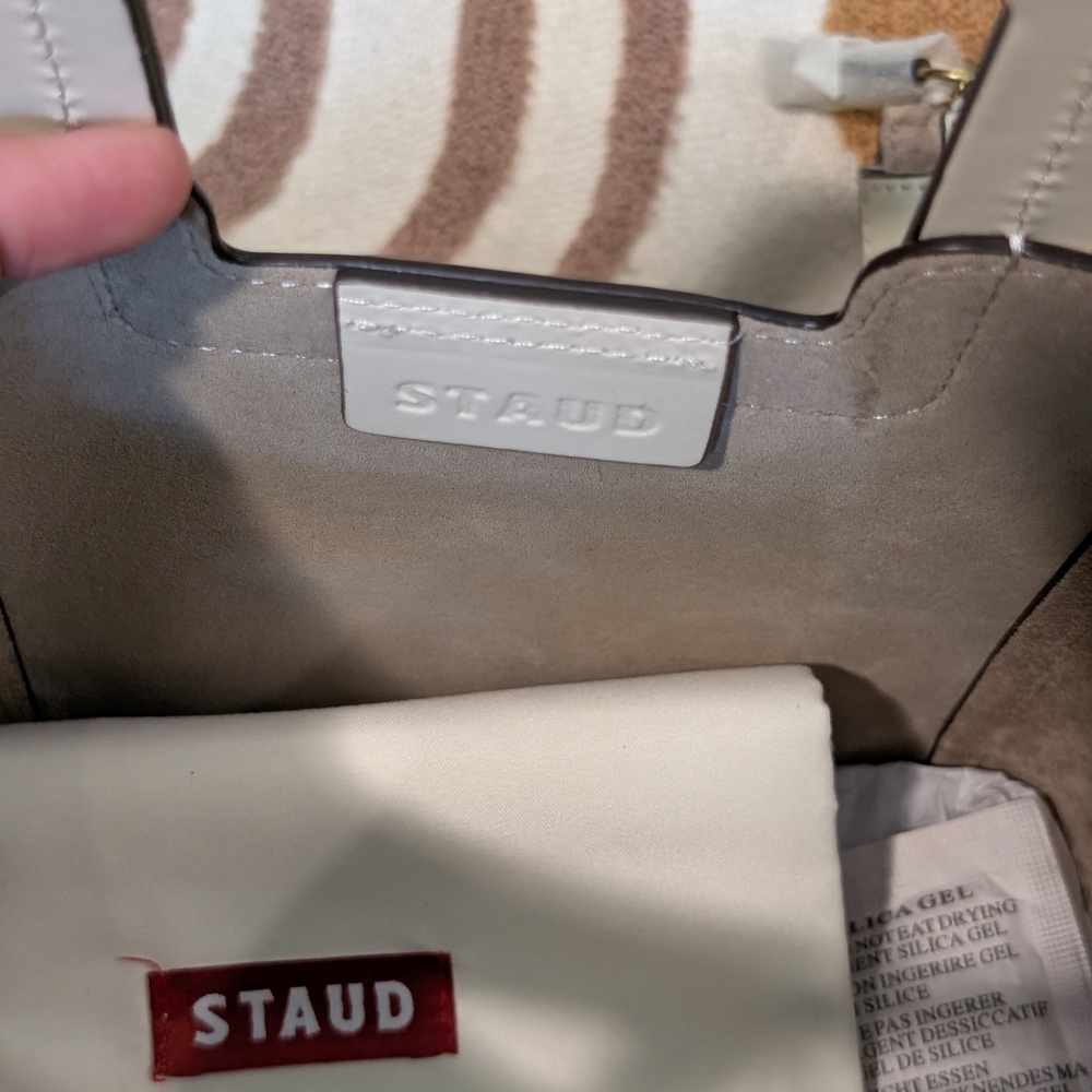 NWT STAUD Cream Mini Shoulder Bag with Black Dog - Picture 7 of 12